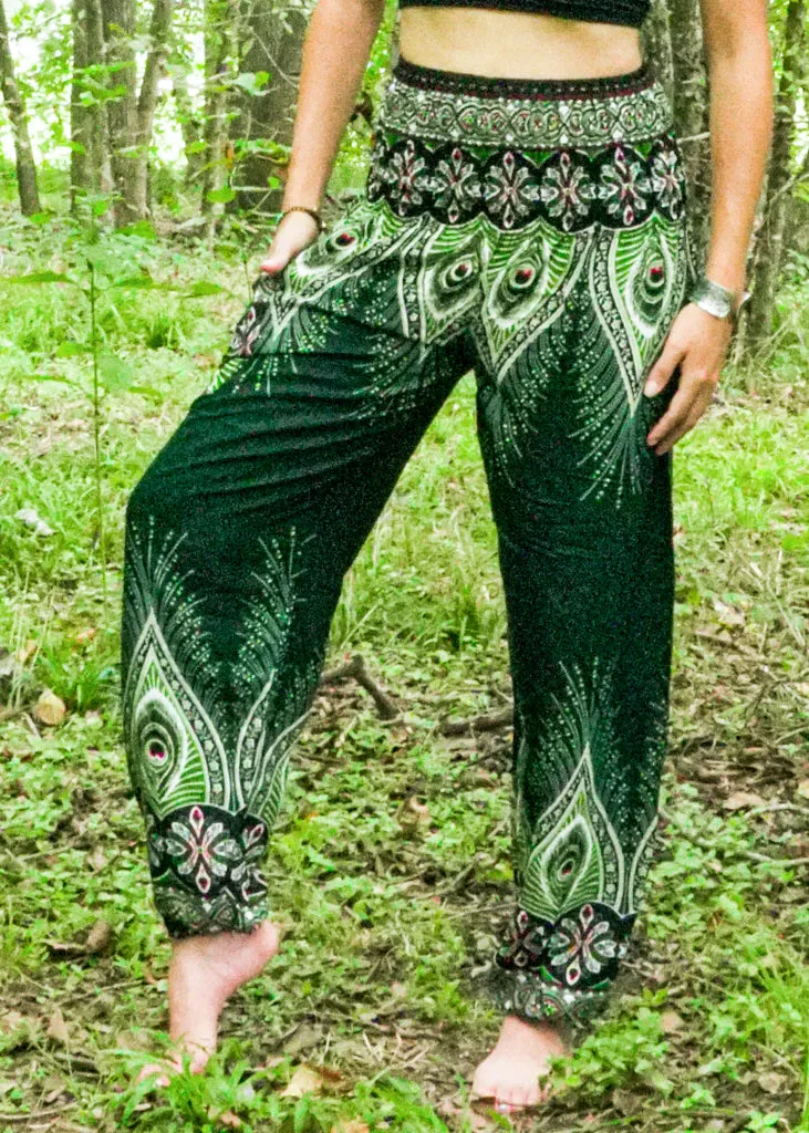 Green Peace Peacock Harem Pants