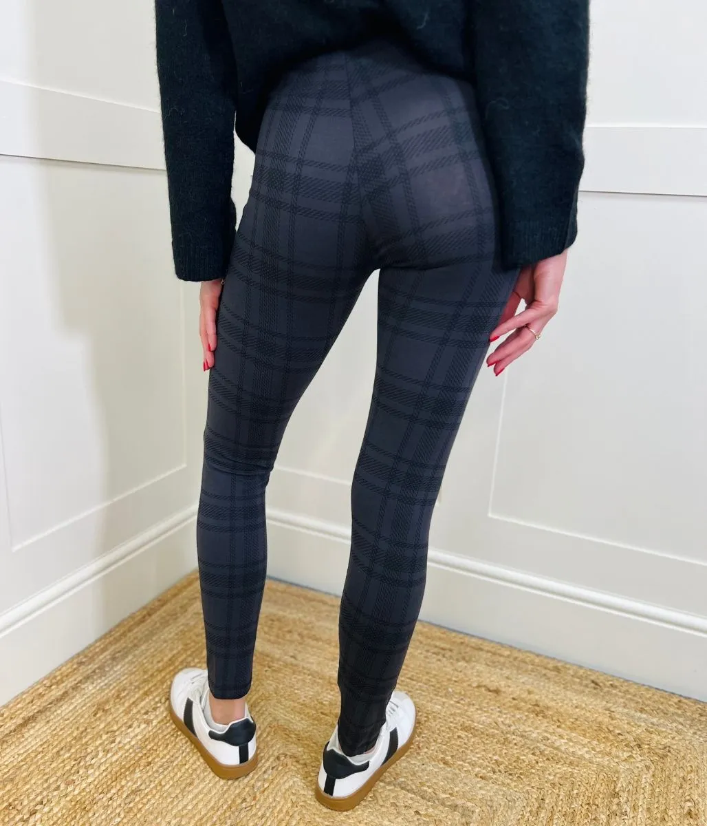 Grey Checked Printed Leggings