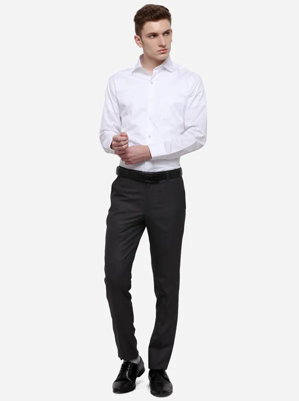 Grey Solid Slim Fit Formal Trouser | Greenfibre