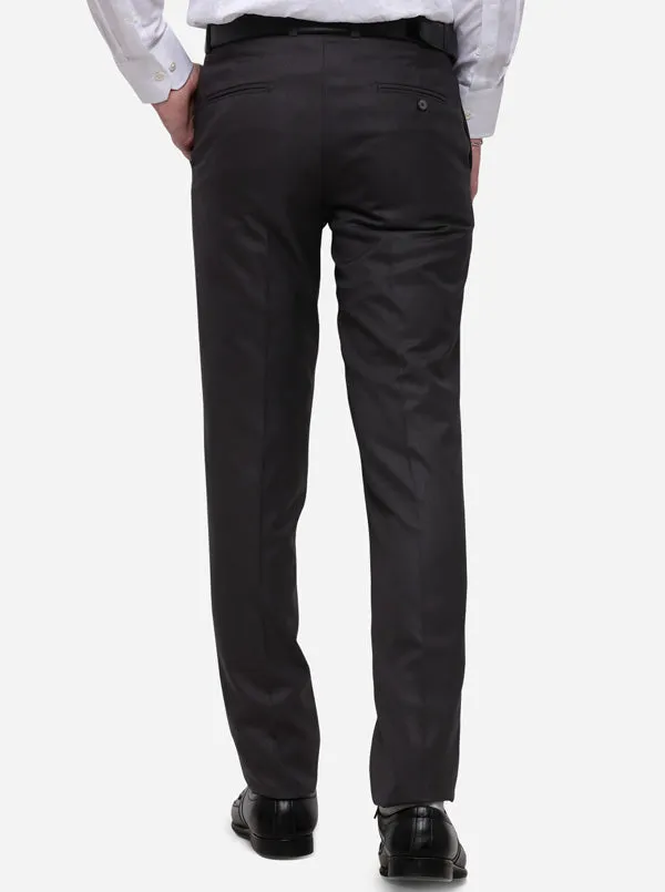 Grey Solid Slim Fit Formal Trouser | Greenfibre