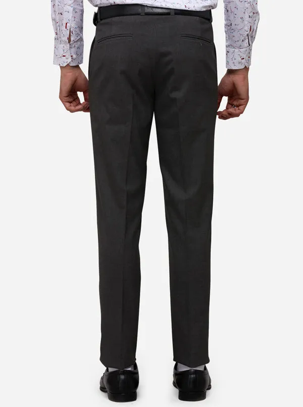 Grey Super Slim Fit Solid Formal Trouser | Greenfibre