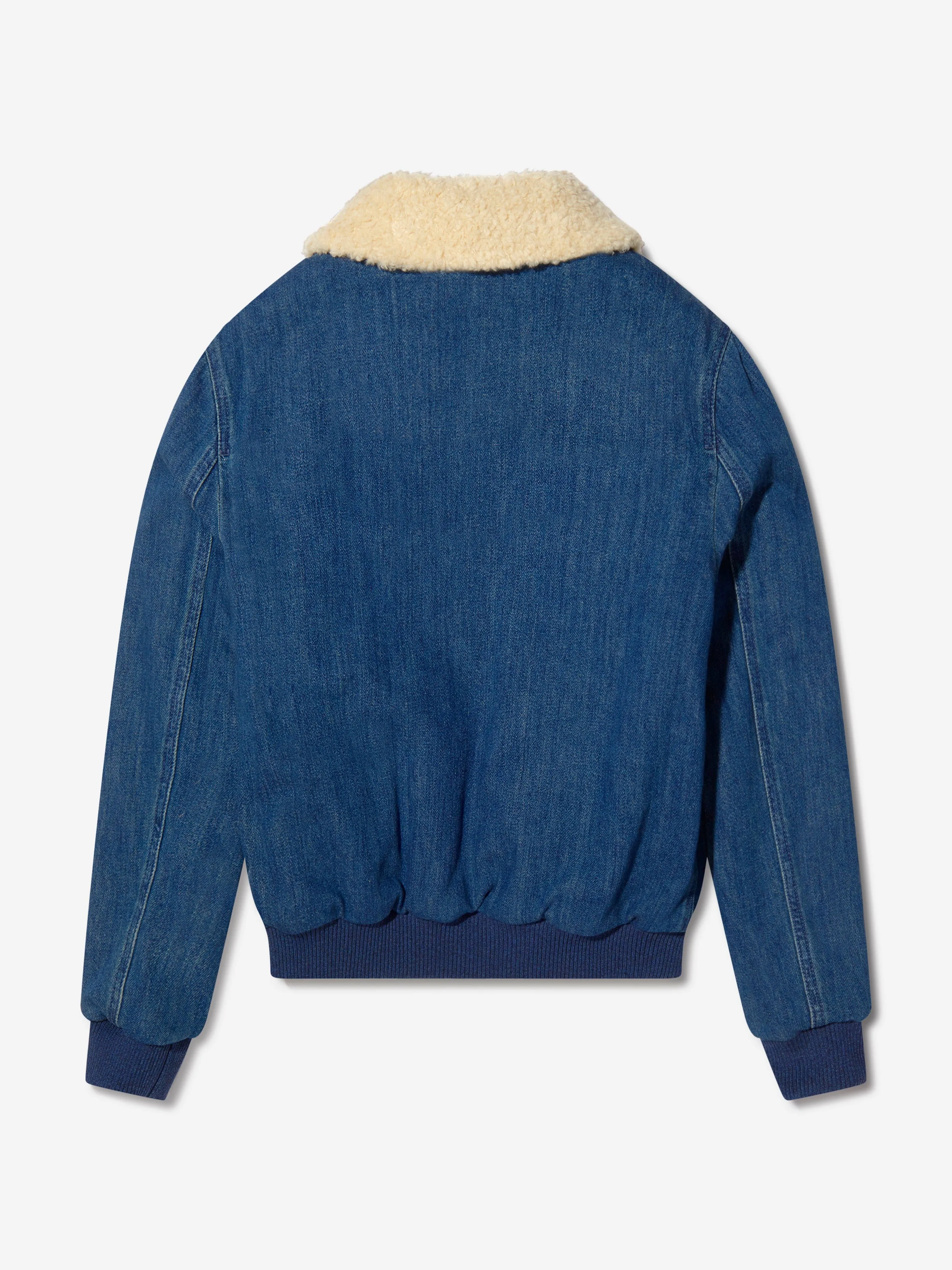 Gucci Boys Denim Jacket With Shearling Collar