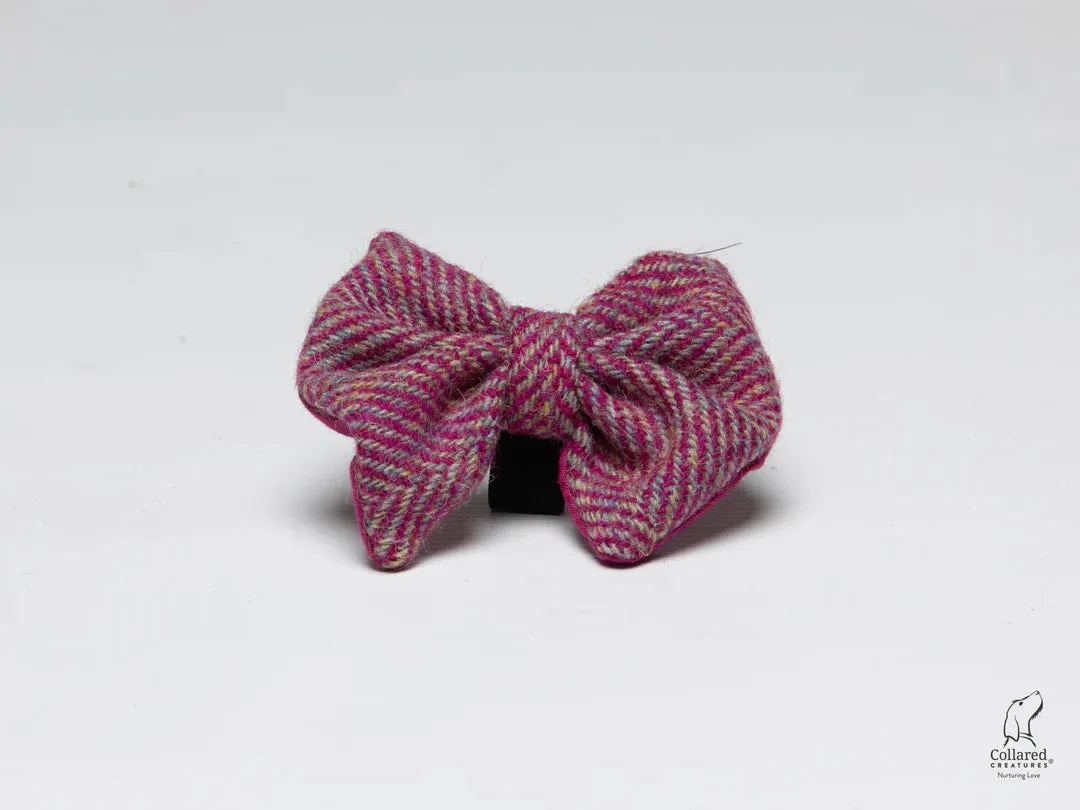 Harris Tweed Raspberry Ripple Herringbone Buckle Dog Collar