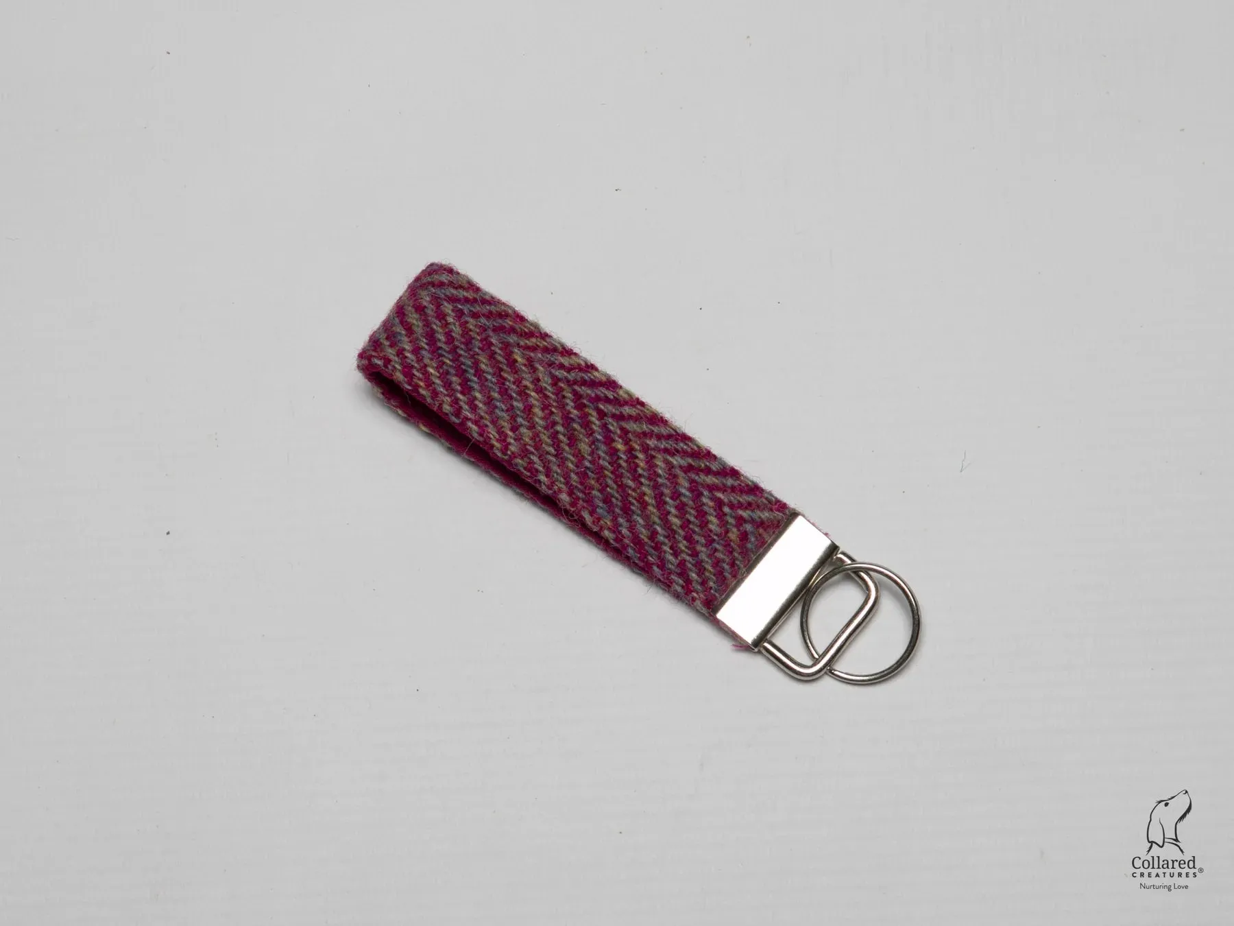 Harris Tweed Raspberry Ripple Herringbone Buckle Dog Collar