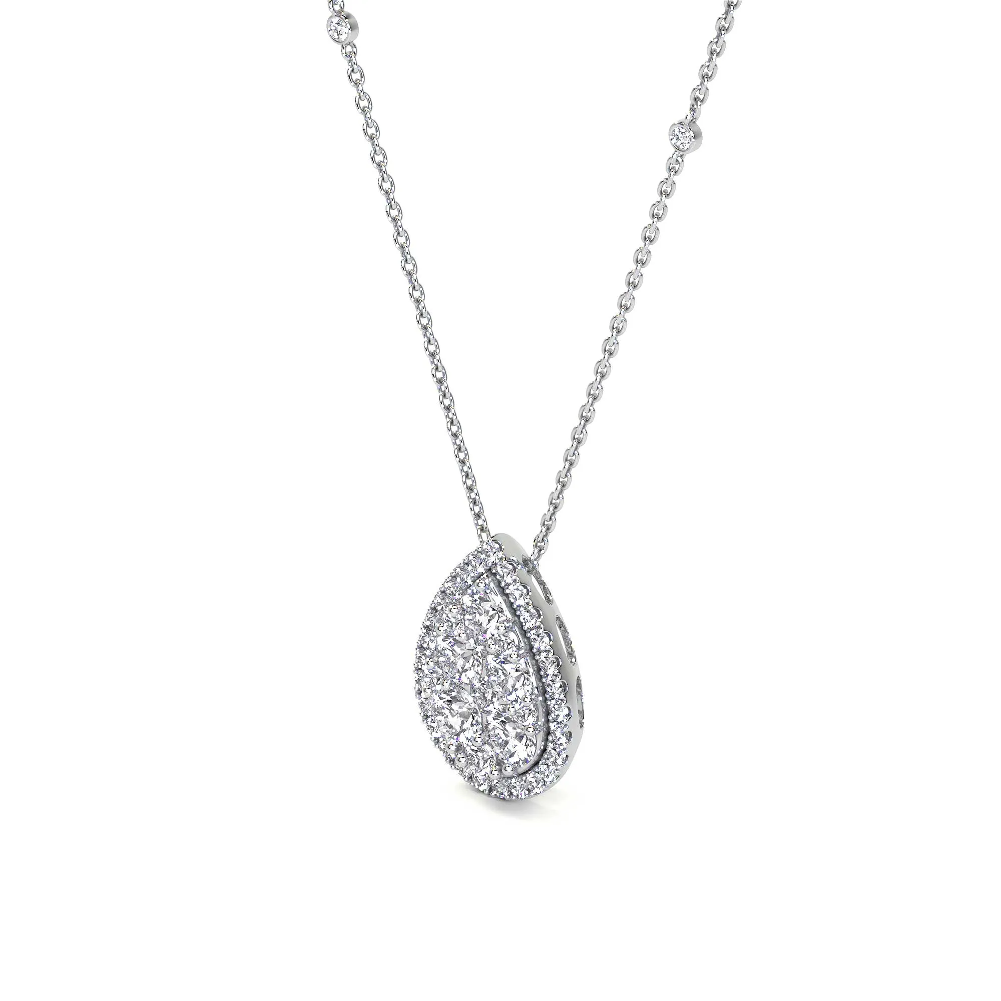 'Heritage' Necklace with Diamond Pear Pendantle e