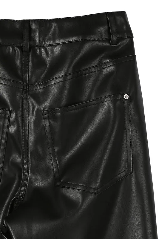 High Rise Black Vegan Leather Pants