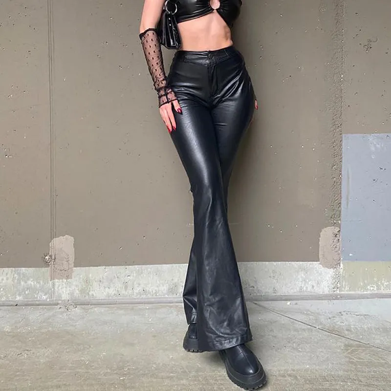 High Waist Elastic PU Leather Pant