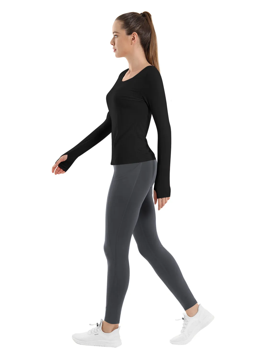 High Waist Side Pockets Yoga Pants irongrey