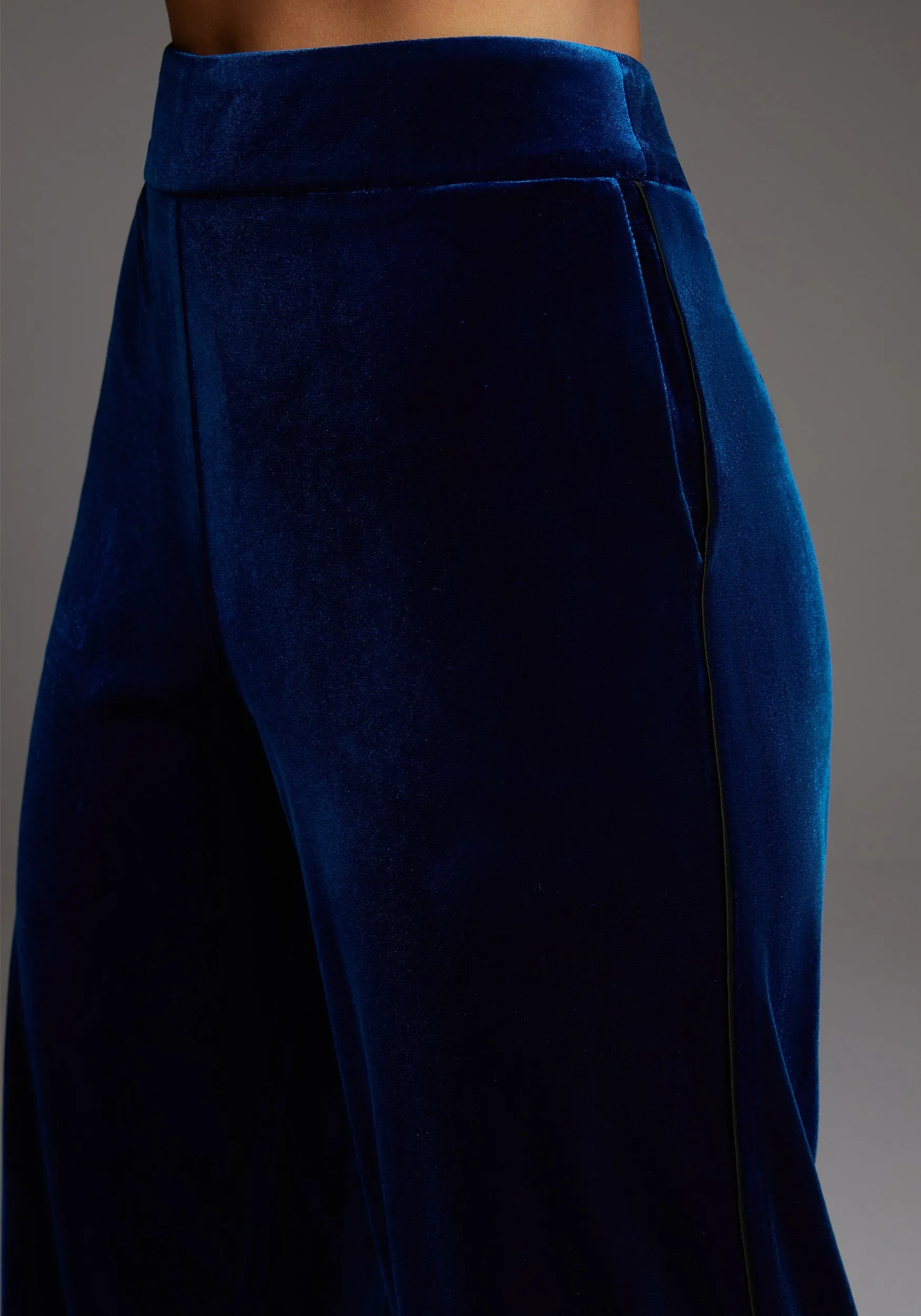 High Waist Velour Wide Leg Pant