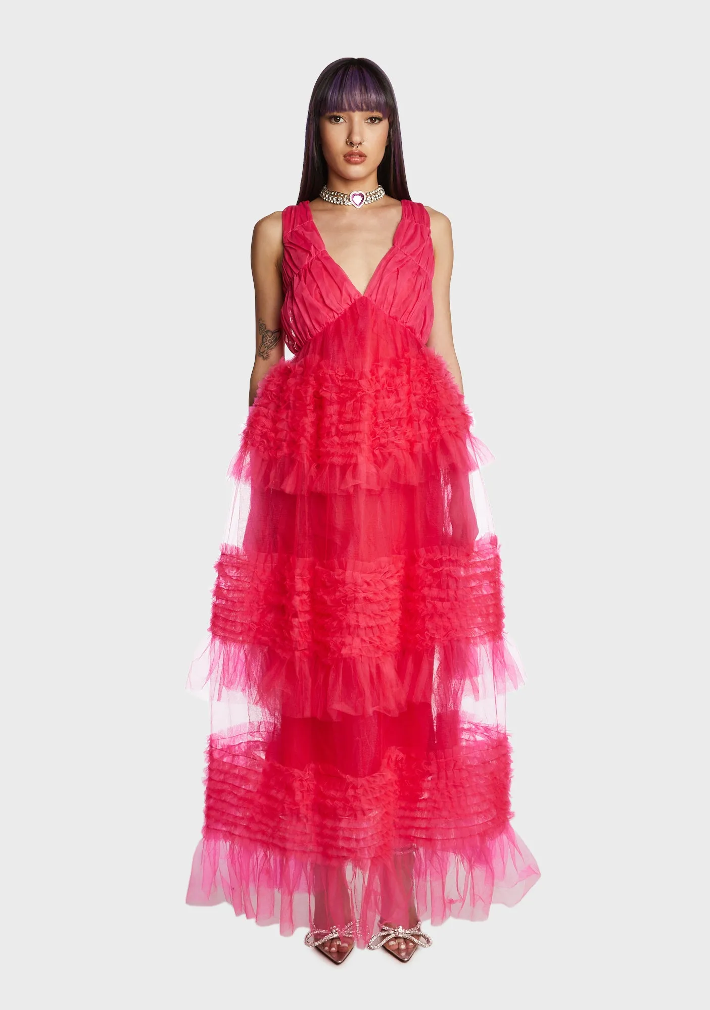 Honor Ruffle Mesh Dress