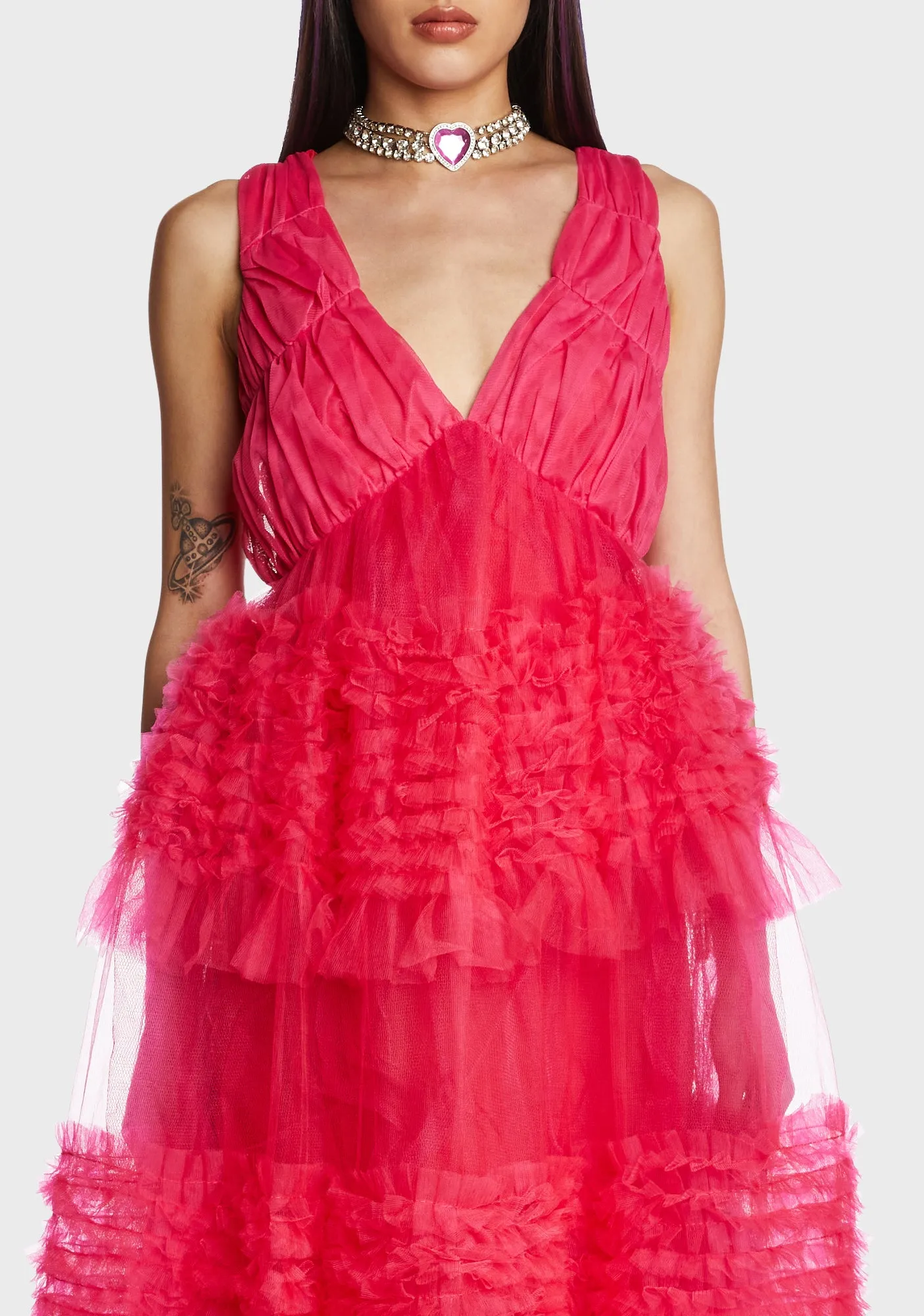 Honor Ruffle Mesh Dress