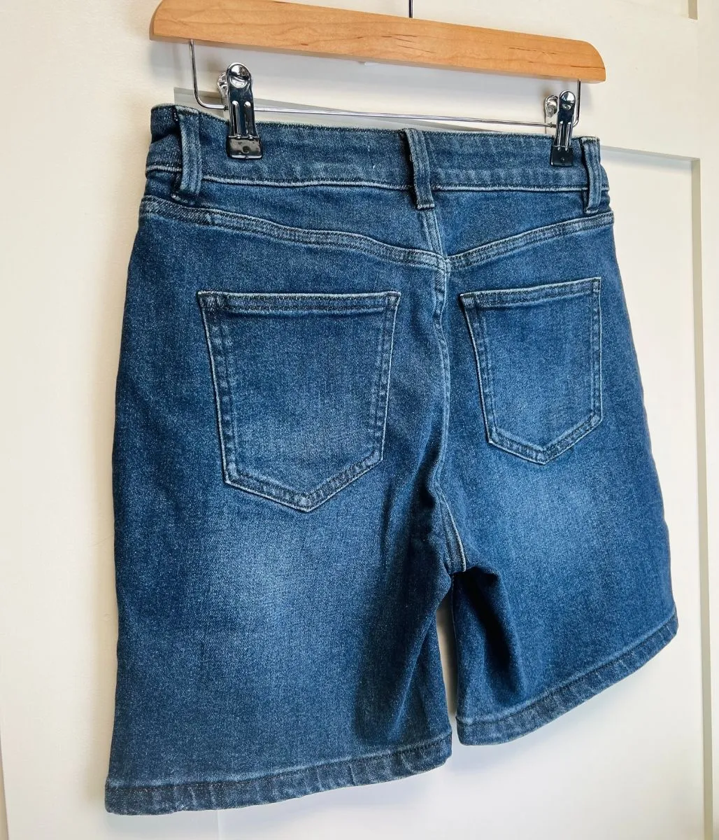 Inky Blue Denim Mid Length Boy Shorts