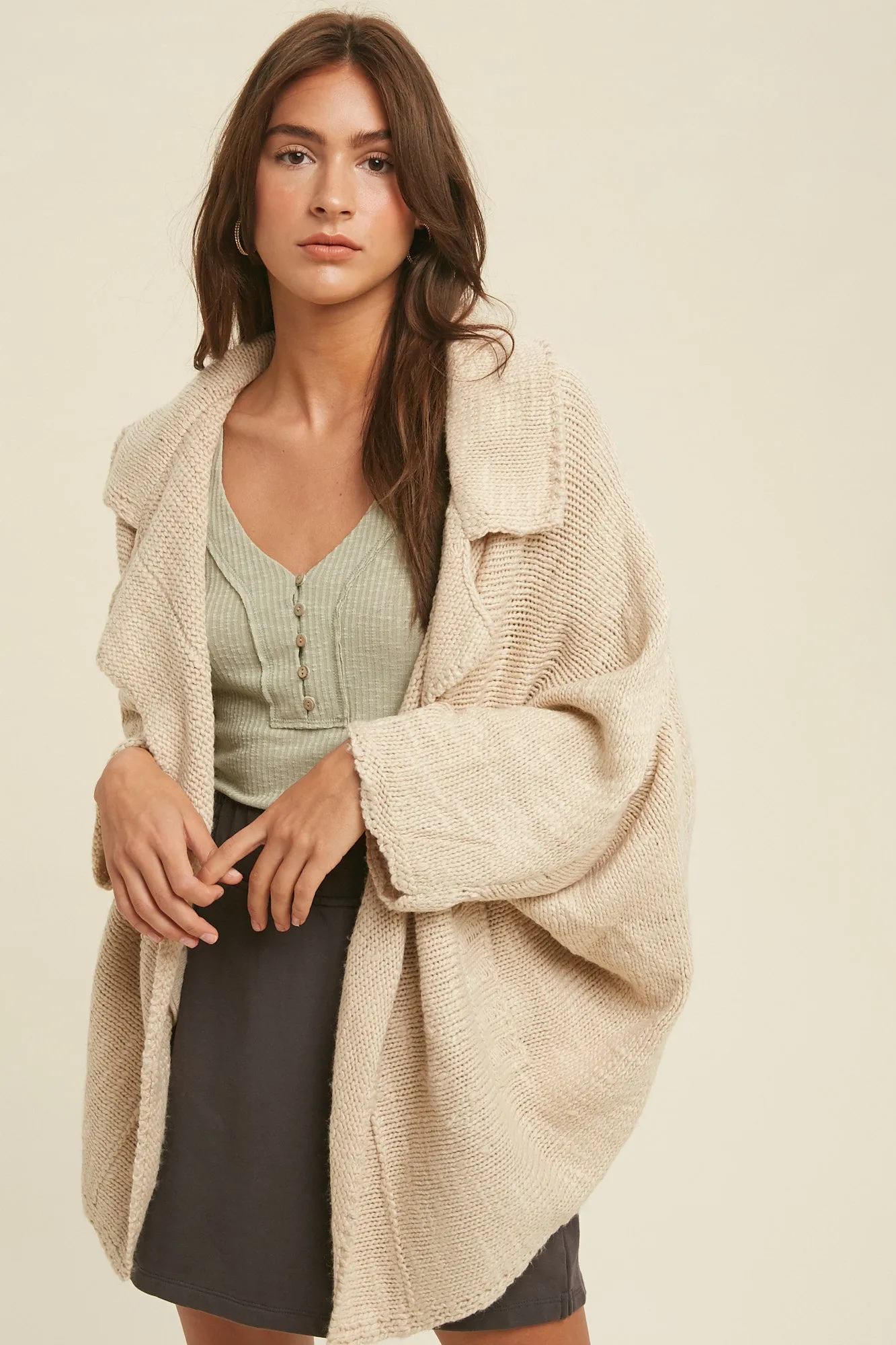 Ira Shawl Cardigan in Ivory