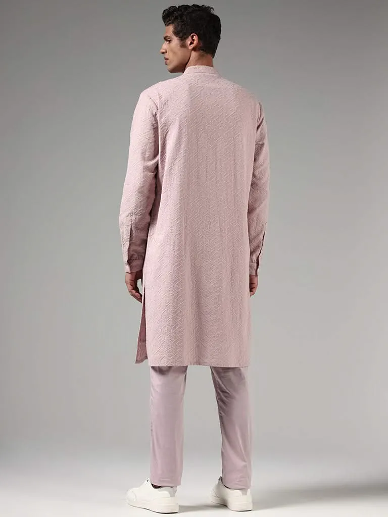 Kala by ETA Dusty Pink Chikankari Embroidered Cotton Kurta