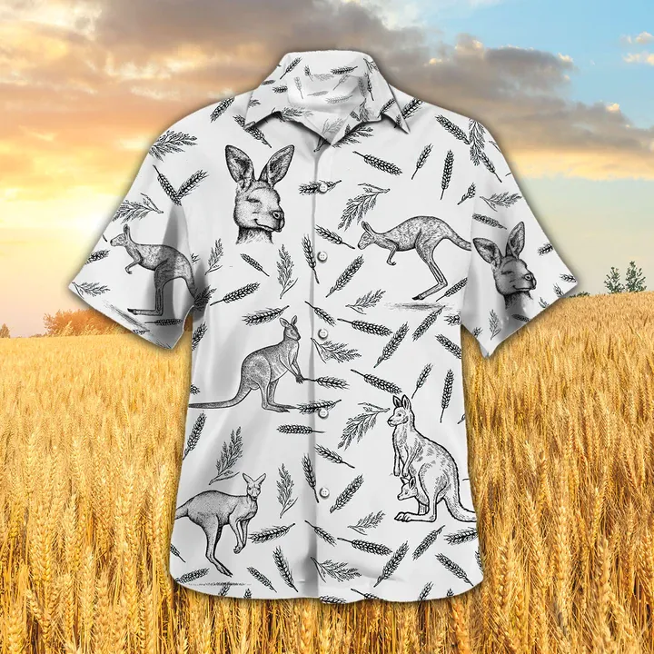 Kangaroo Pattern - Hawaiian Shirt, Kangaroo Aloha Shirts, Gift for Kangaroo lovers