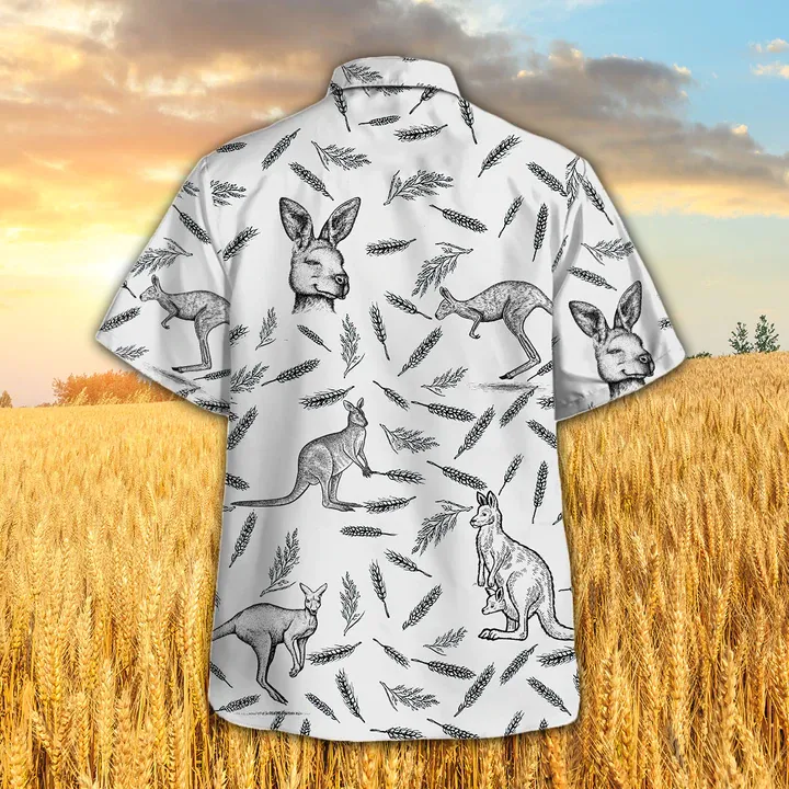 Kangaroo Pattern - Hawaiian Shirt, Kangaroo Aloha Shirts, Gift for Kangaroo lovers