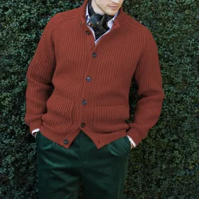 Kingsley Rust Ribbed Cardigan