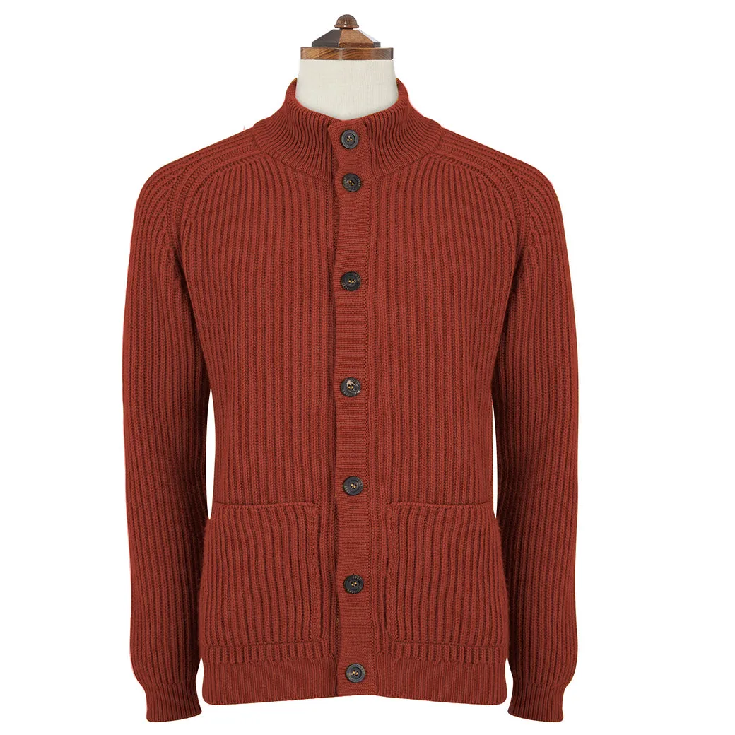 Kingsley Rust Ribbed Cardigan