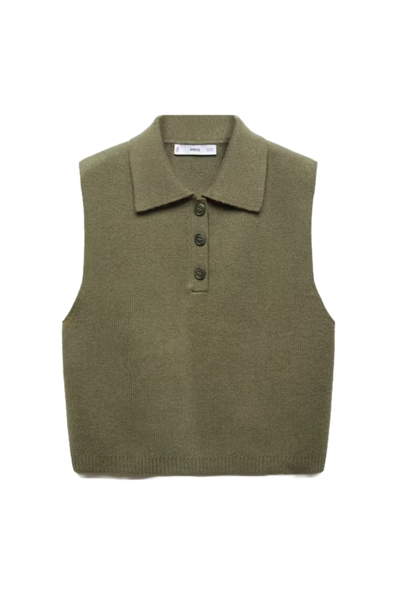 Knitted Gilet With Button Collar