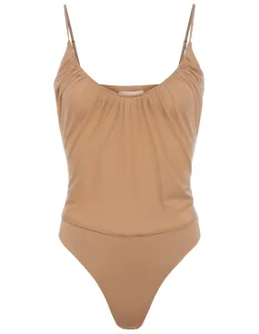 L'Agence Gelina Ruched Scoop-Neck Bodysuit