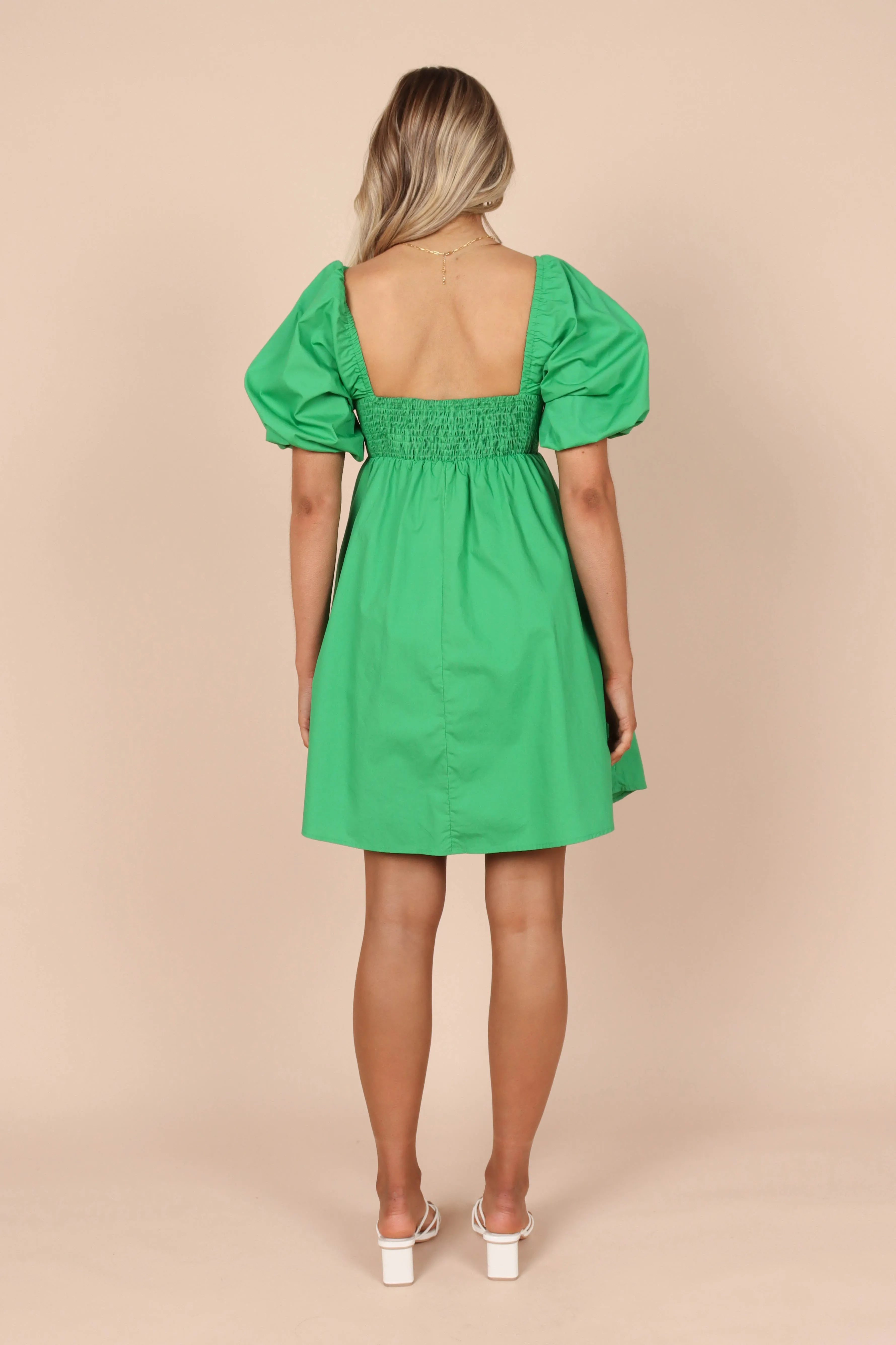 Lionel Puff Sleeve Midi Dress - Green