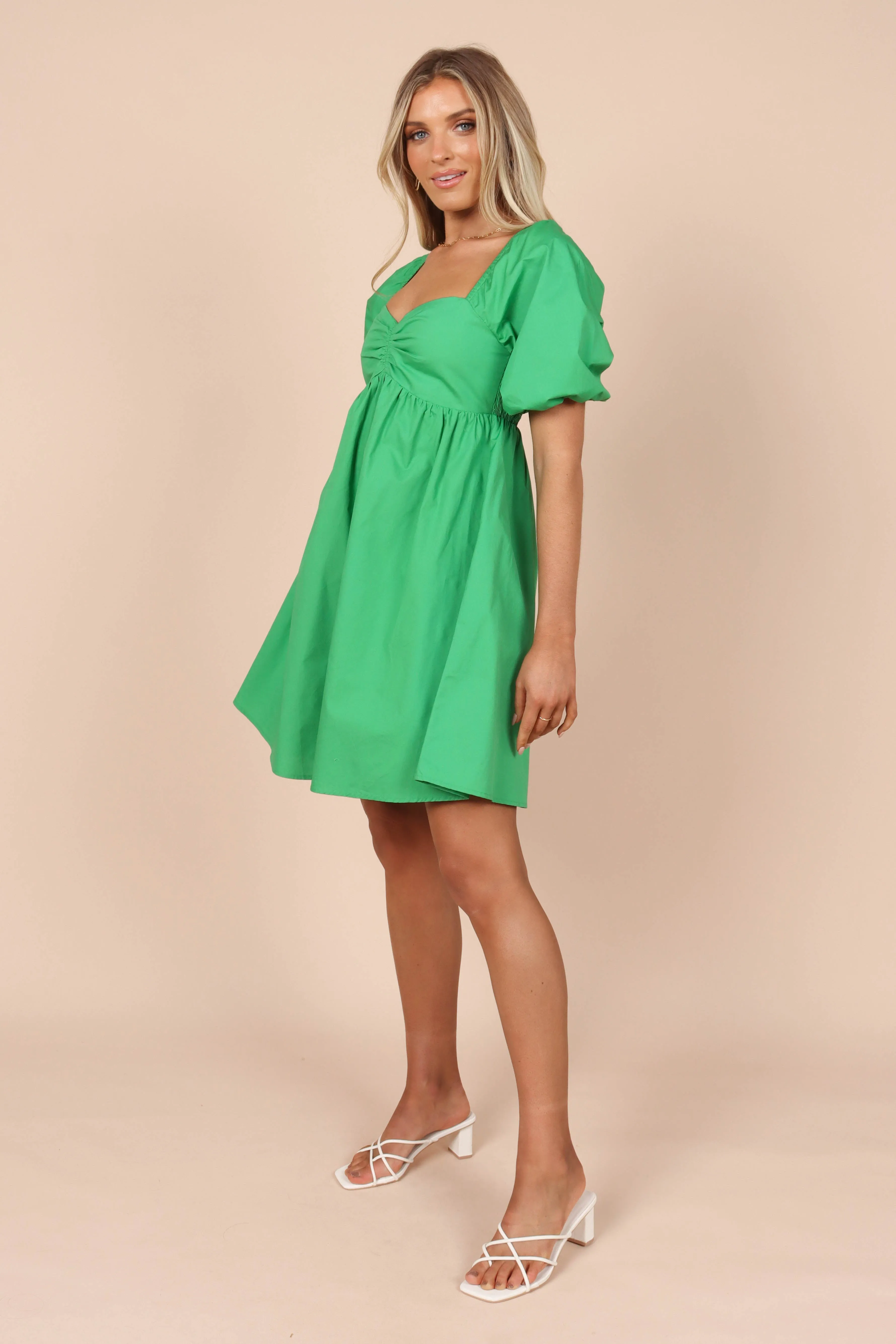 Lionel Puff Sleeve Midi Dress - Green