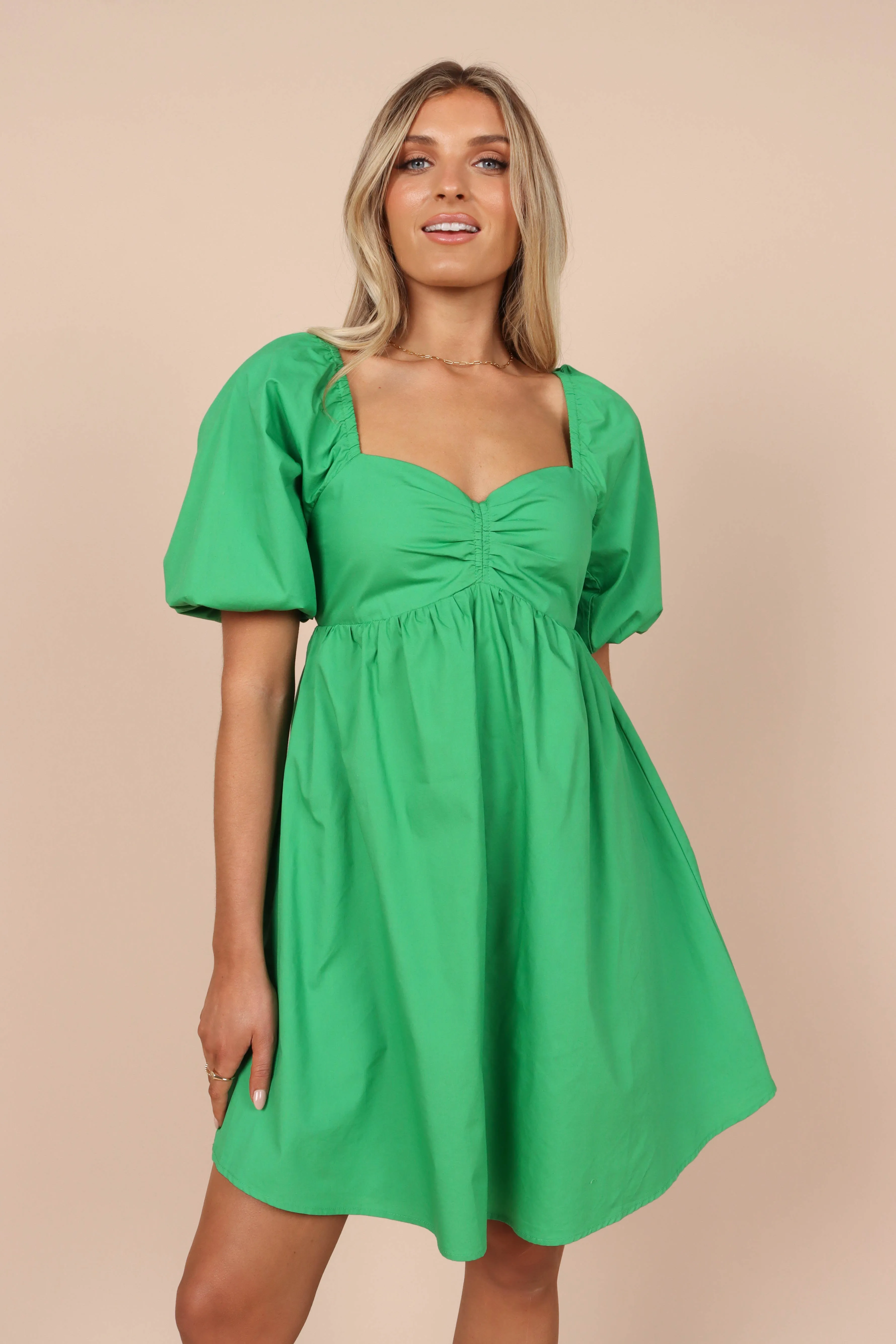 Lionel Puff Sleeve Midi Dress - Green