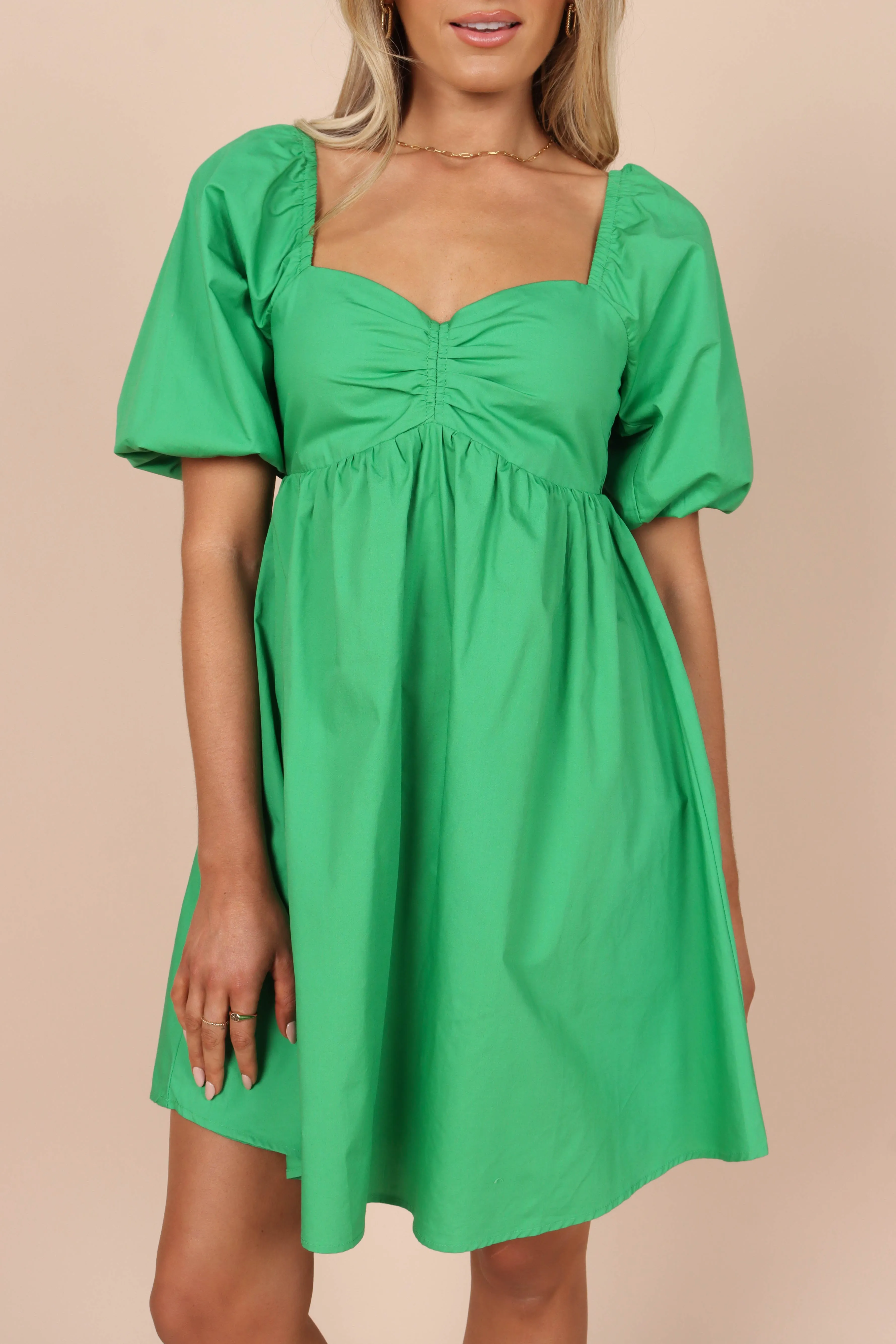 Lionel Puff Sleeve Midi Dress - Green