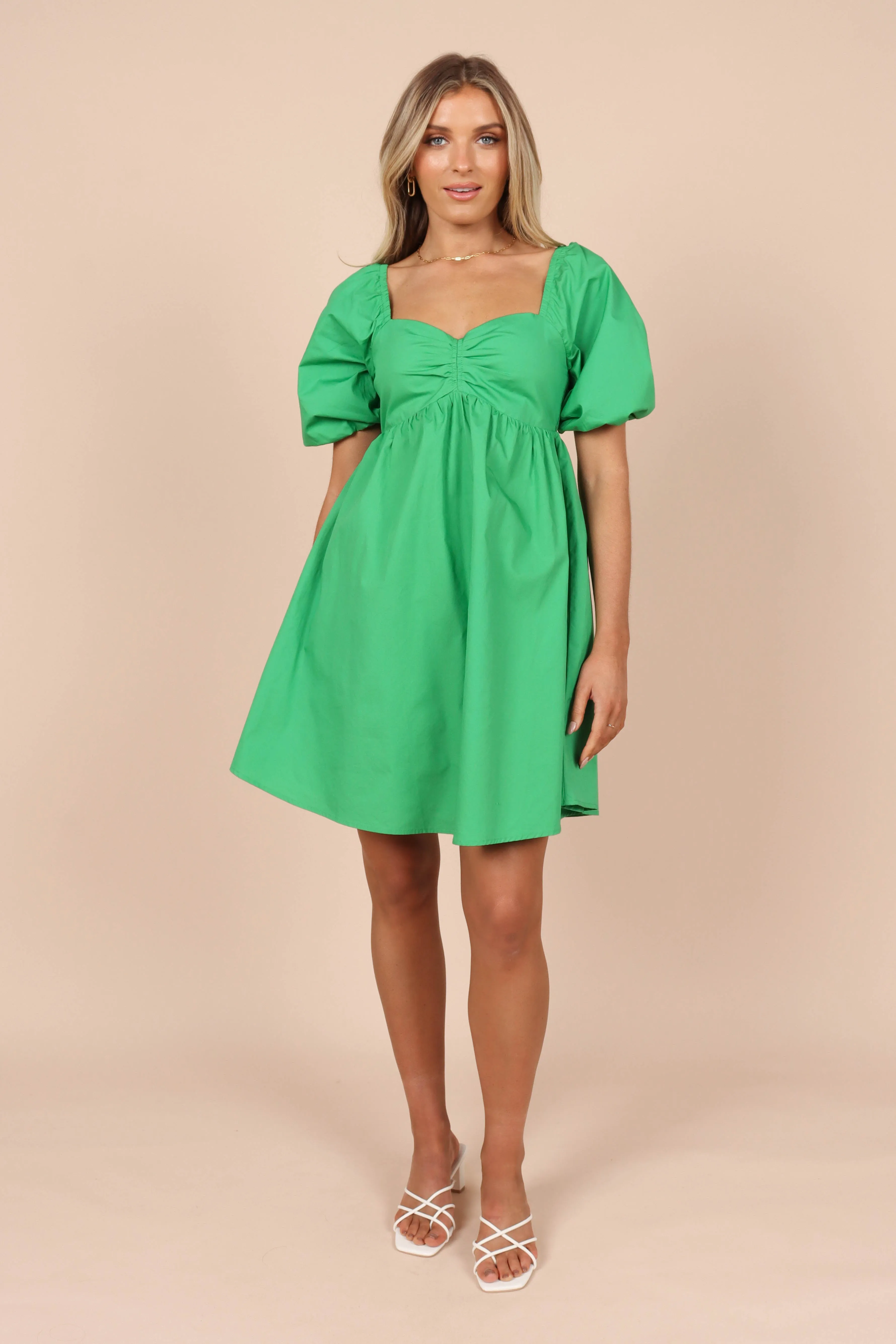 Lionel Puff Sleeve Midi Dress - Green