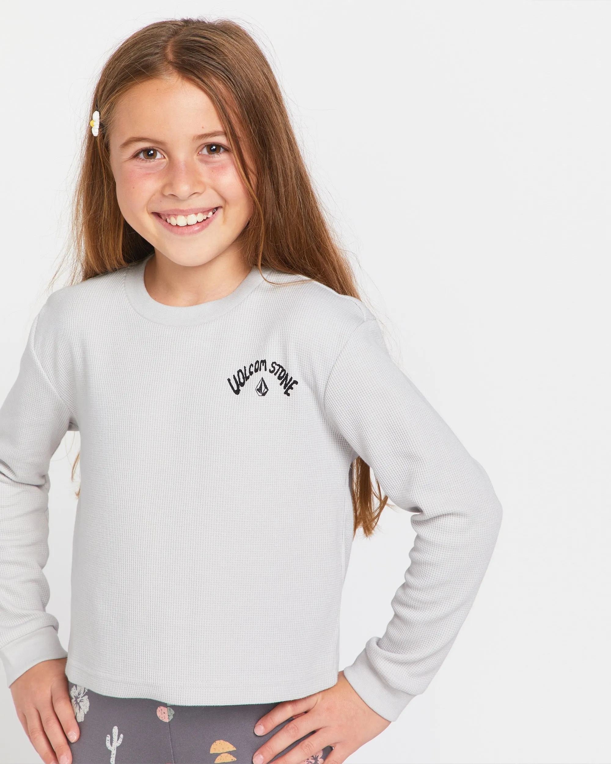 Little Girls Thermality Long Sleeve Shirt - Light Grey