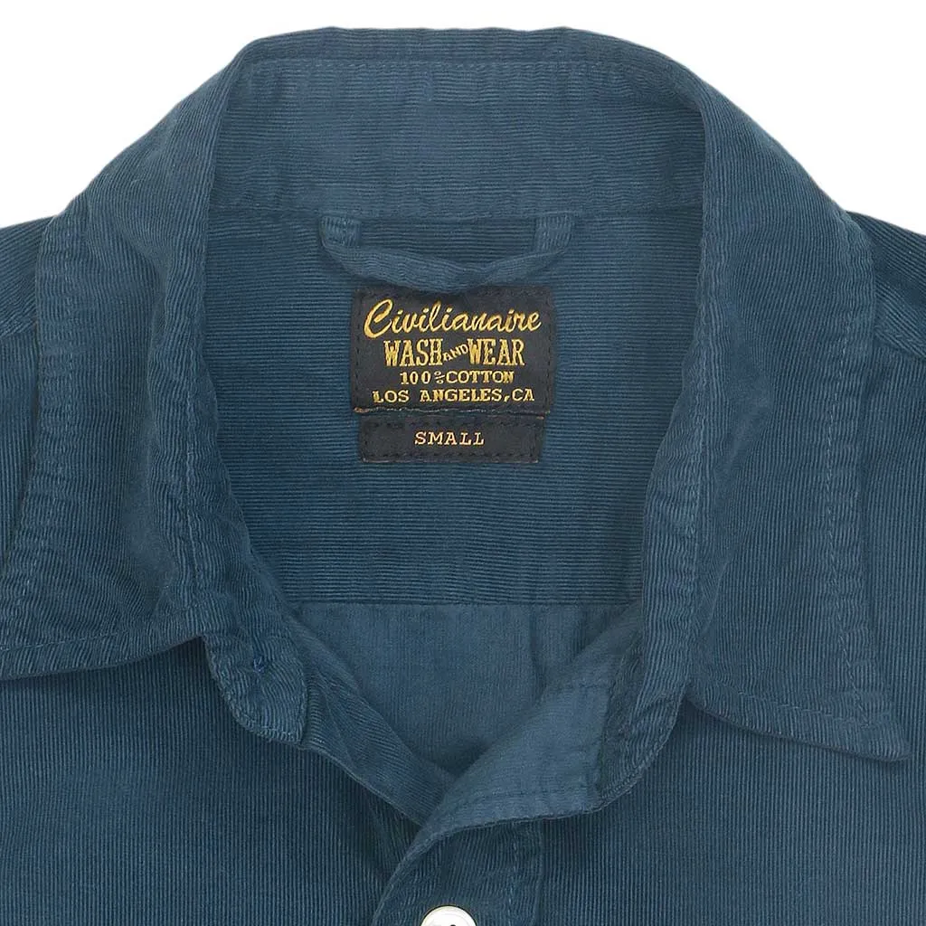 Long Sleeve Notch Flap Shirt 28-Wale Light Weight Corduroy - SF Blue