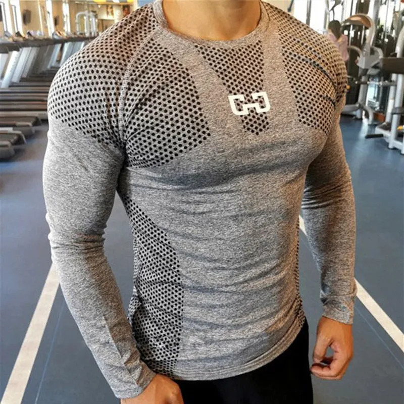 Long Sleeve T-shirt Men Running Sport Cotton Shirt Gym Fitness Training Shirt Male Bodybuilding Tee Tops