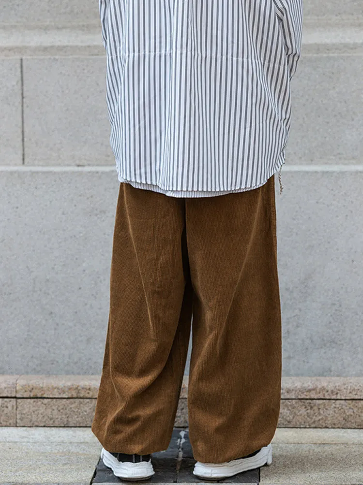 Loose Drawstring Corduroy Trousers