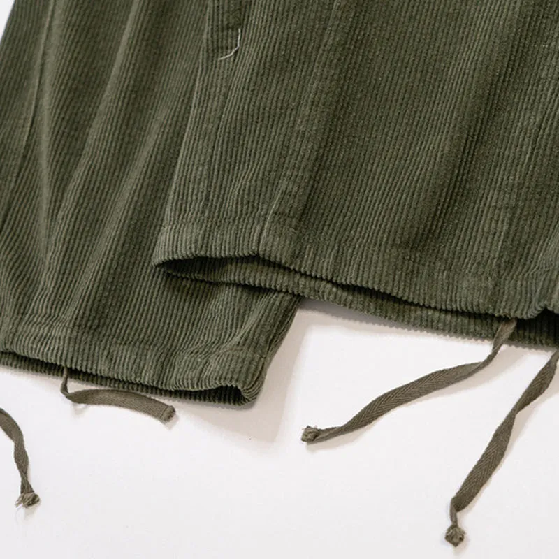 Loose Drawstring Corduroy Trousers