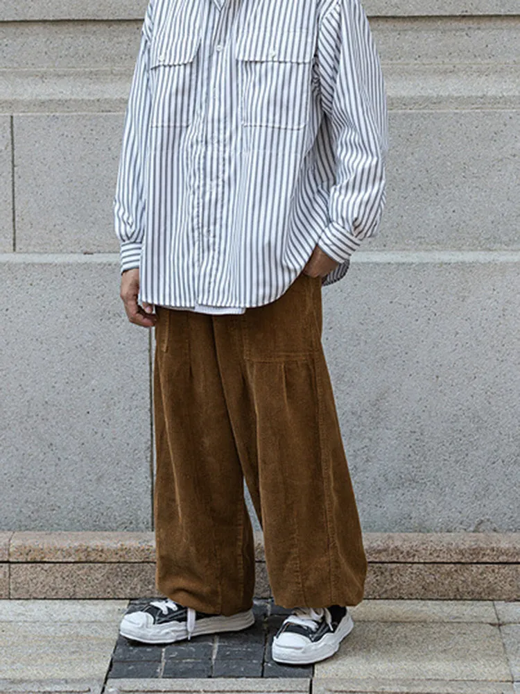 Loose Drawstring Corduroy Trousers