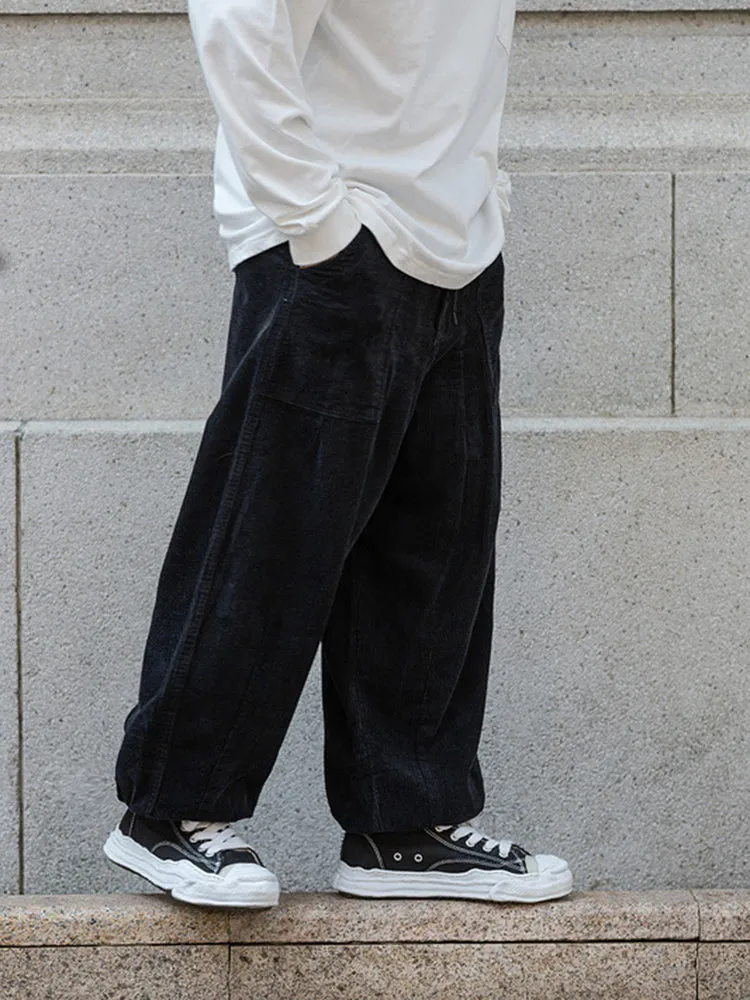 Loose Drawstring Corduroy Trousers