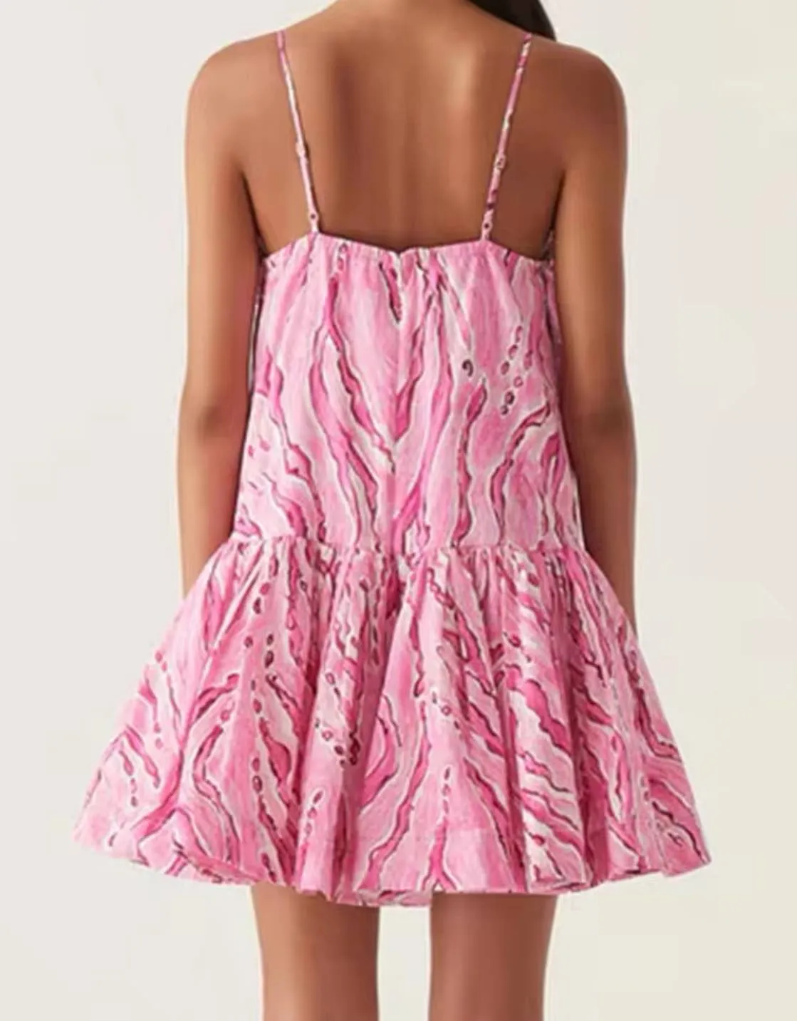 Loose Flared Ruffle Short Dress