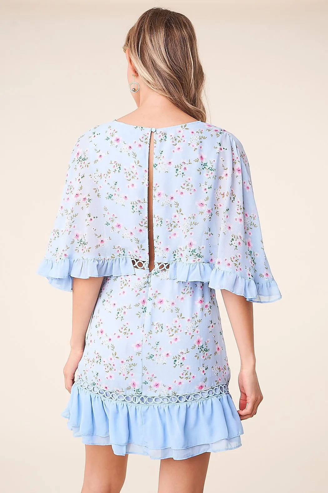 Love Story Floral Cape Sleeve Dress