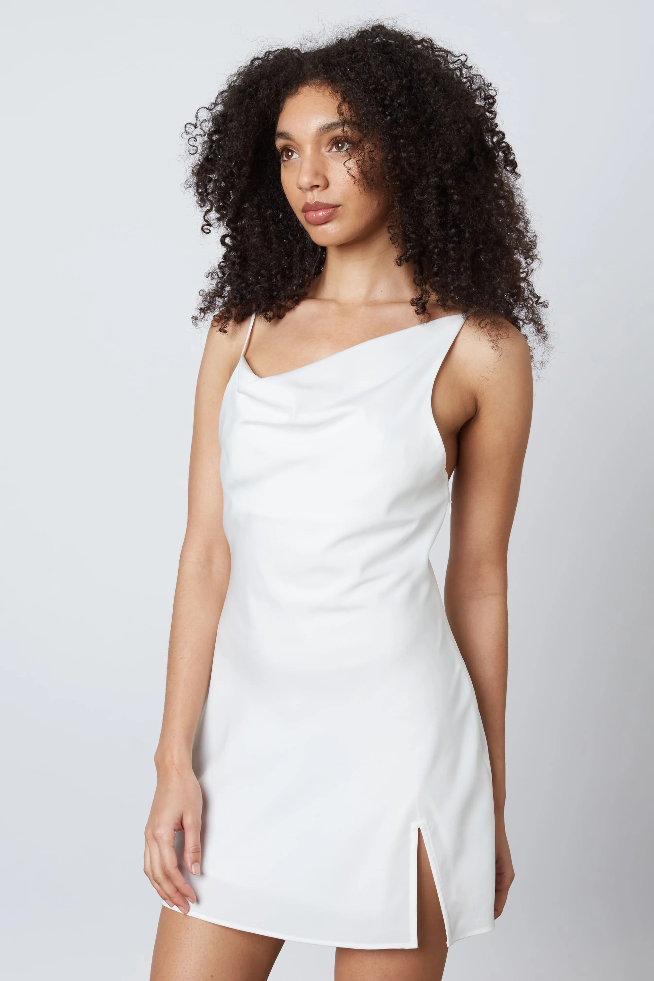 Marla Asymmetrical Slip Dress - White