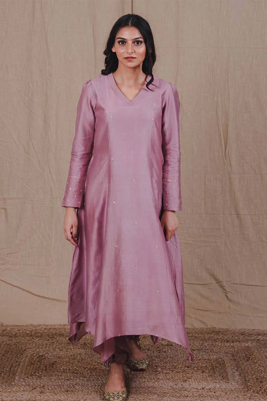 Mauve Embroidered Kurta & Pant Set