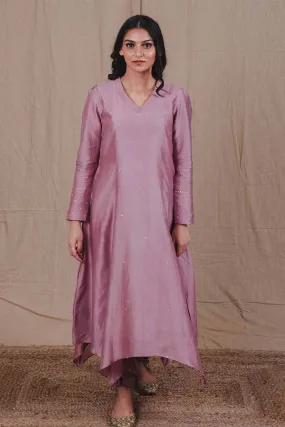 Mauve Embroidered Kurta & Pant Set