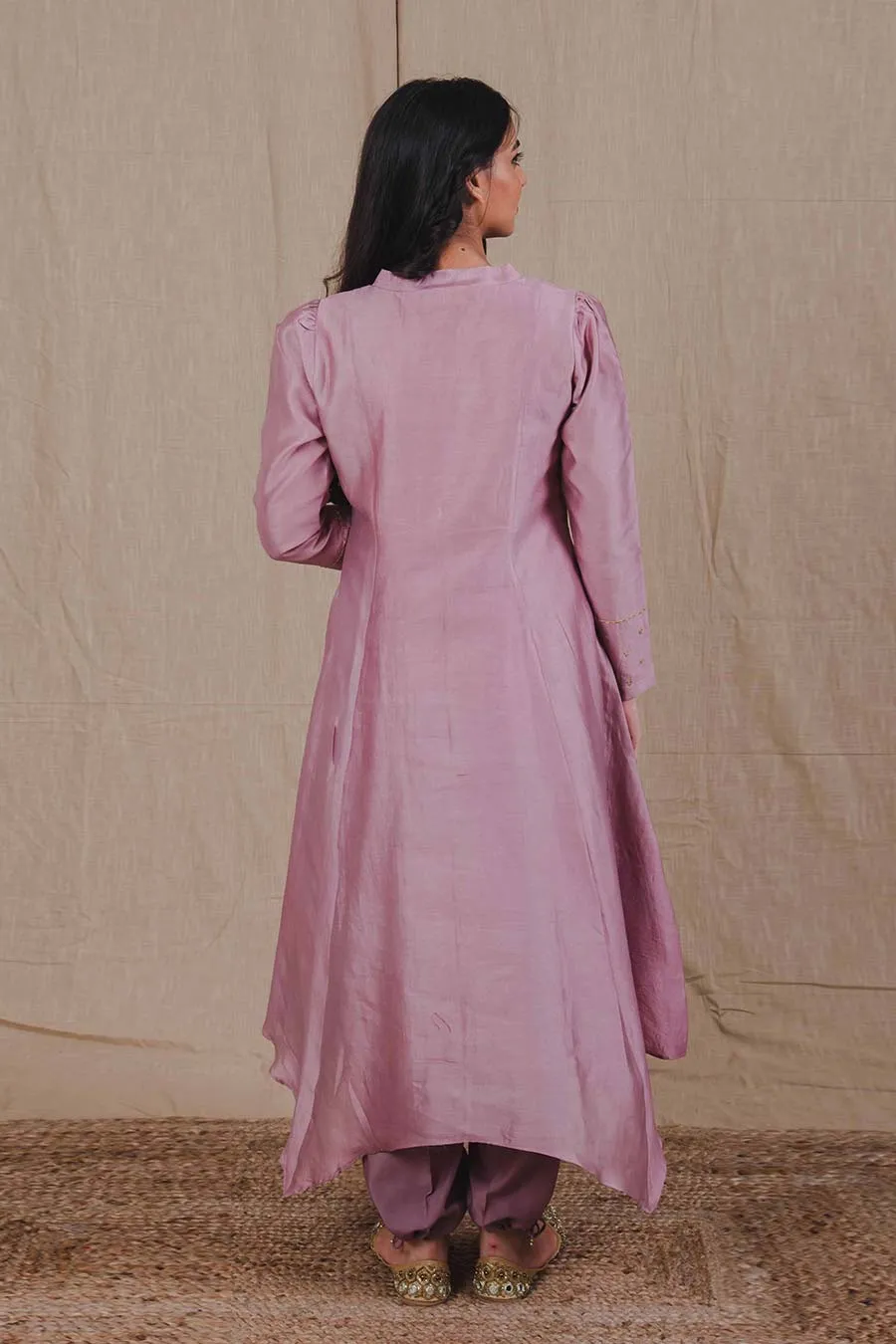 Mauve Embroidered Kurta & Pant Set