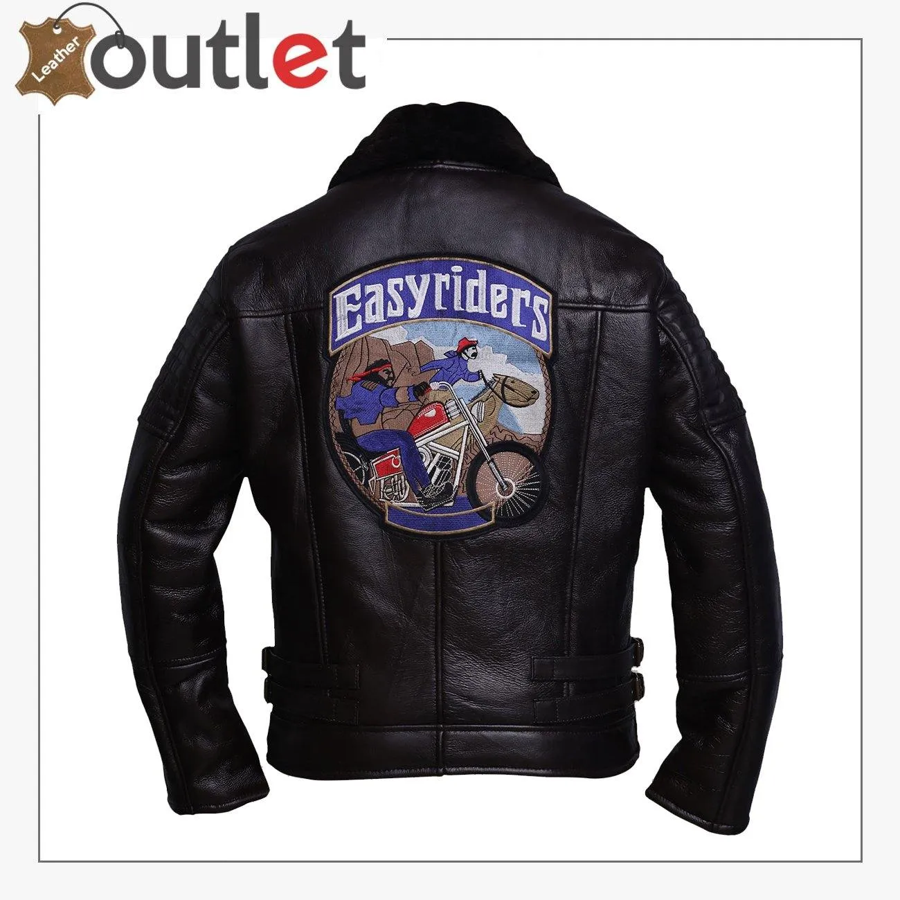 Men Black Rider Shearling Leather Jacket