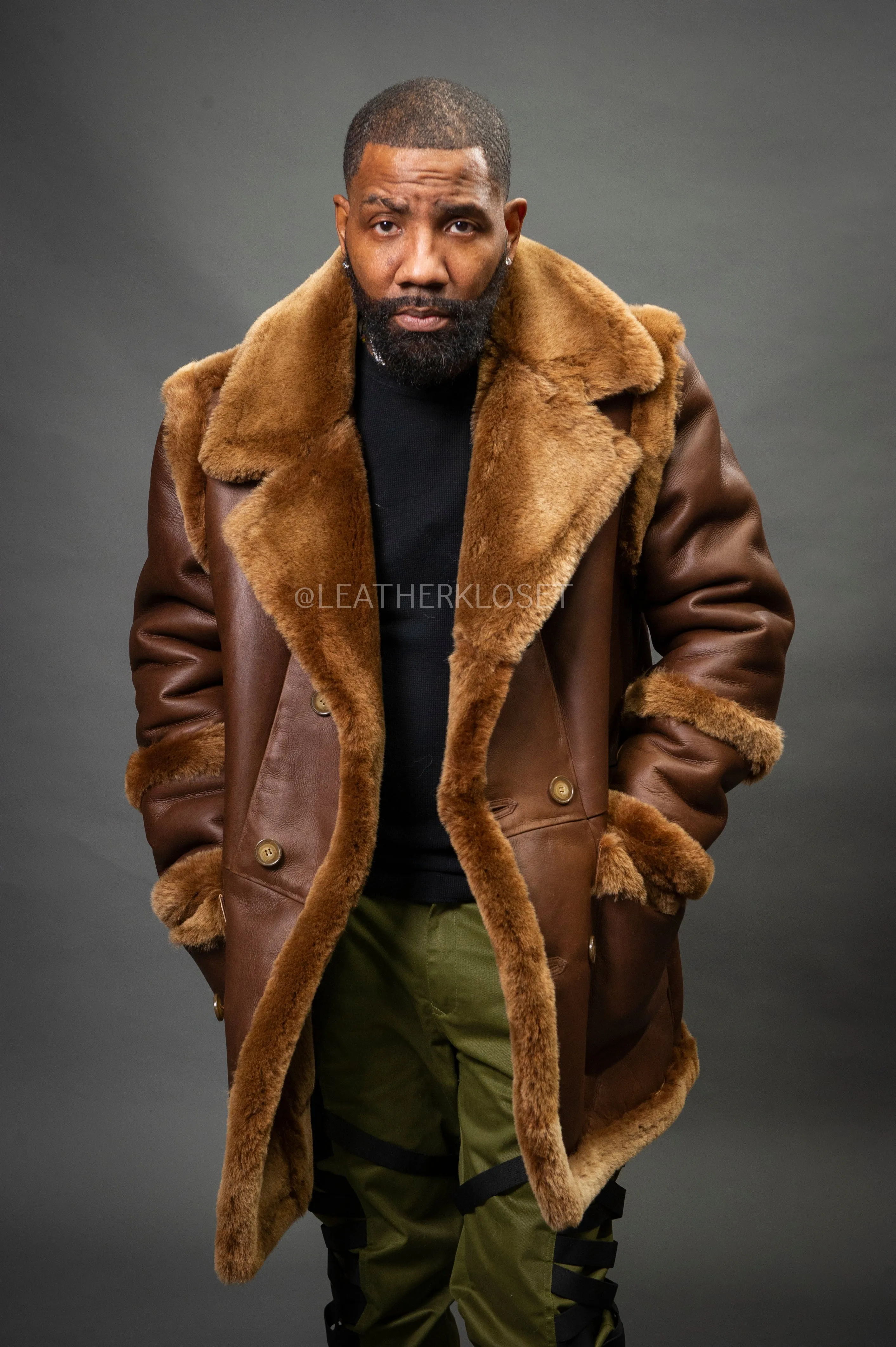 Men's Cole Sheepskin Shearling 3/4 Jacket [Brown]