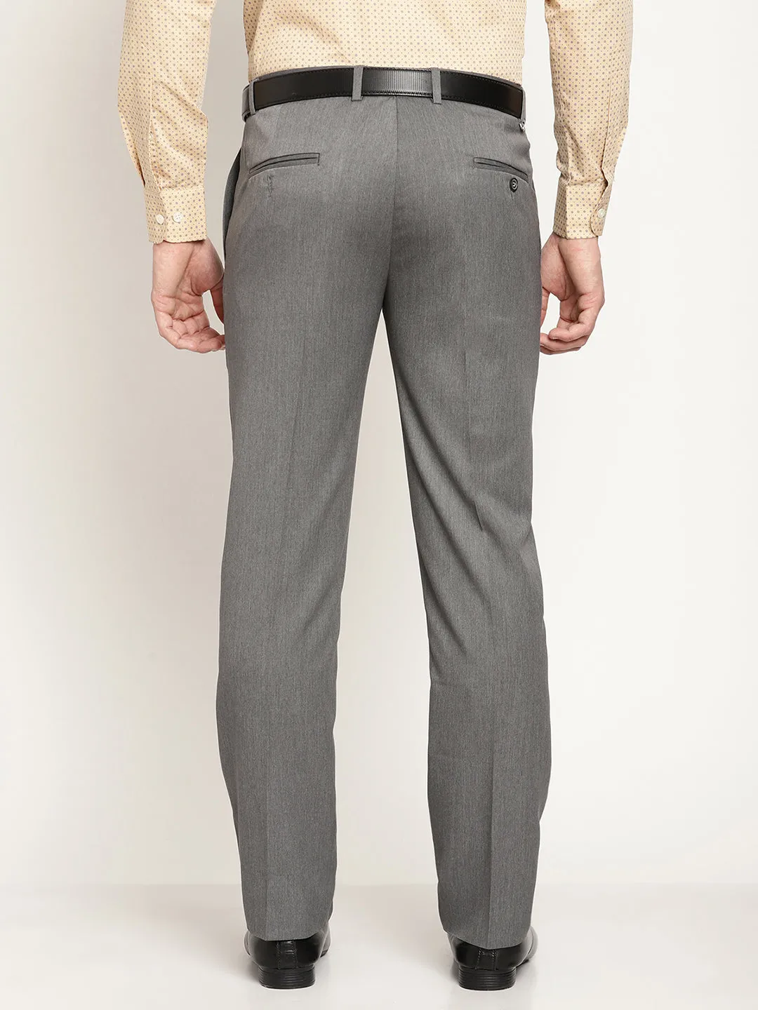 Men's Regular fit Flat front Grey  Trousers