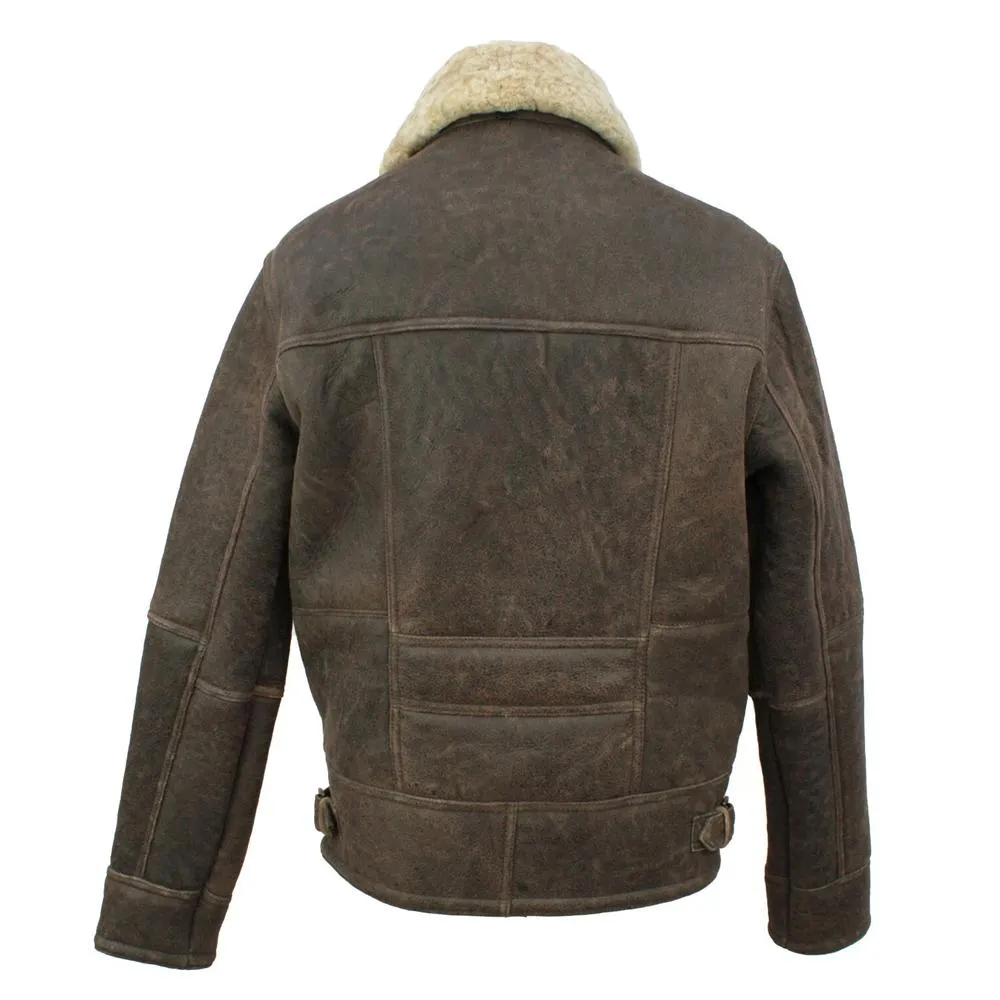 Mens Shaun Leather Sheepskin Jacket - Chocolate Forest