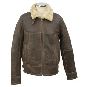 Mens Shaun Leather Sheepskin Jacket - Chocolate Forest