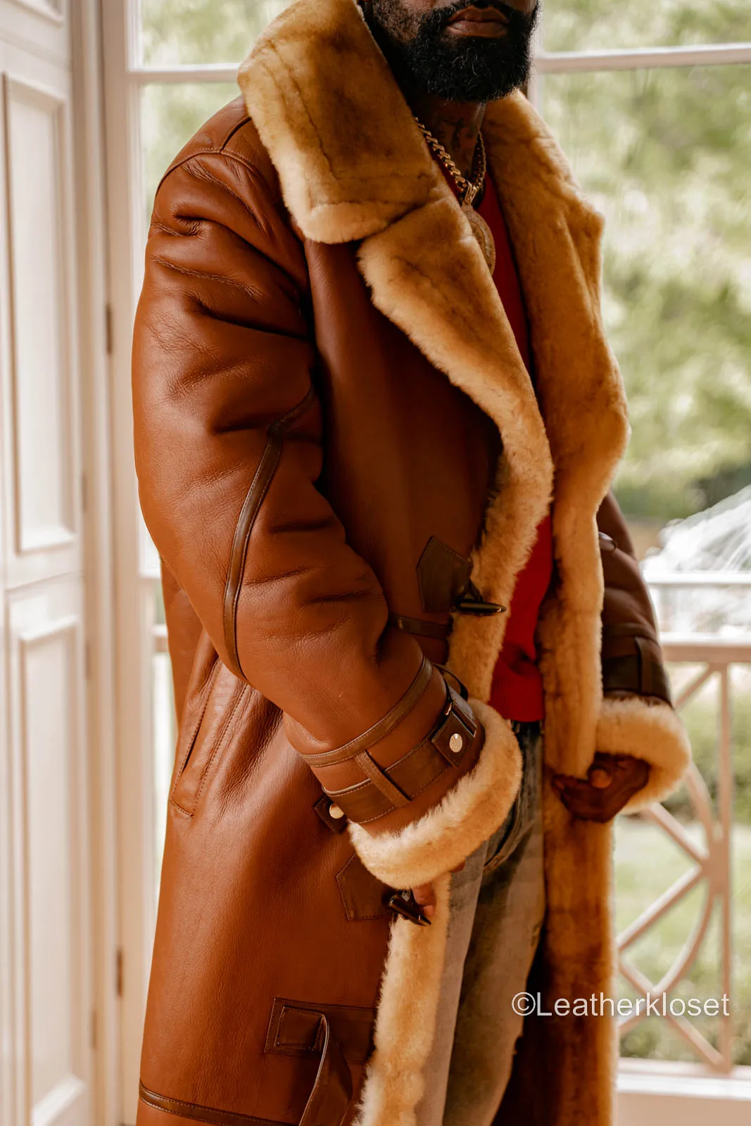 Men's Shearling Trench Coat