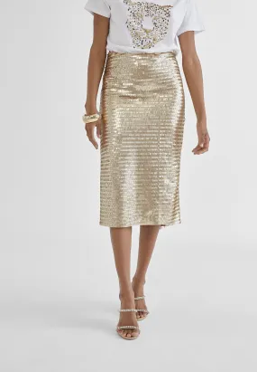 Metallic pencil skirt