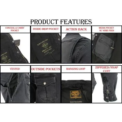 Milwaukee Performance MPM1620 Men's Armored Denim Biker Shirt with Aramid® by DuPont™ Fibers